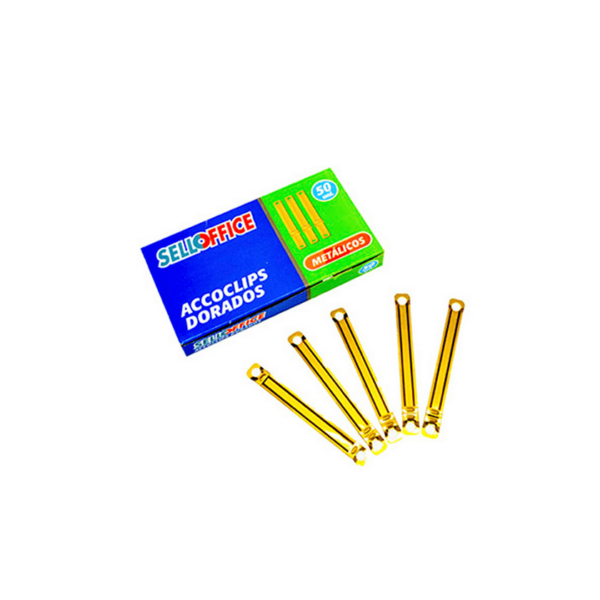 ACCOCLIP METALICO DORADO SELLOFFICE 50 UNIDADES