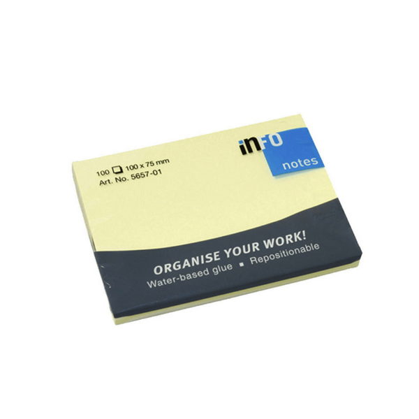NOTA ADHESIVA INFO NOTE 100X75 MM AMARILLO 100 HOJAS