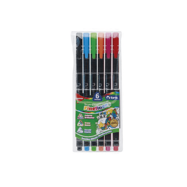 LAPIZ FIBRA TORRE 0.4MM 6 COLORES FINELINER